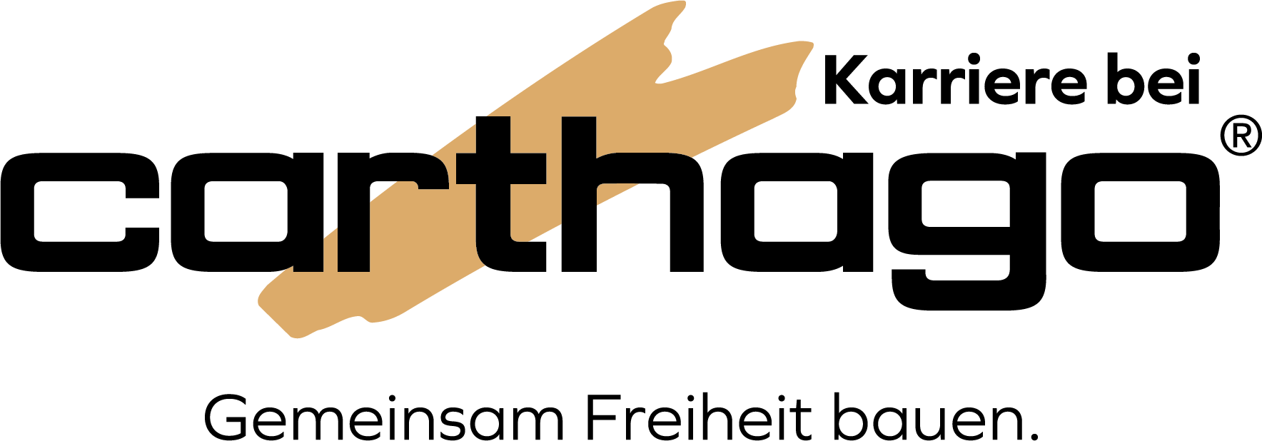 Logo mit der Aufschrift: Karriere bei Carthago. Gemeinsam Freiheit bauen.