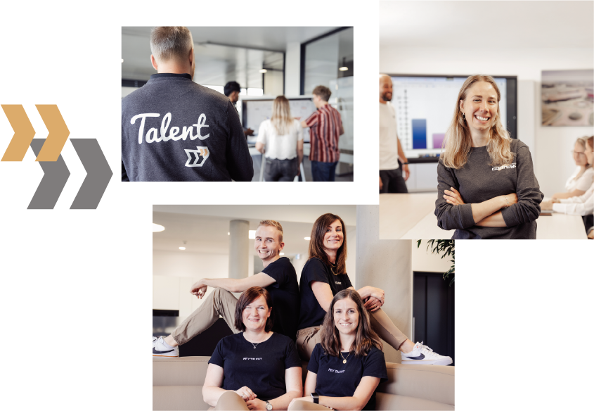 Auf dieser Collage ist ein freundliches, professionelles Team zu sehen – aus dem Bereich HR, Employer Branding oder Onboarding.